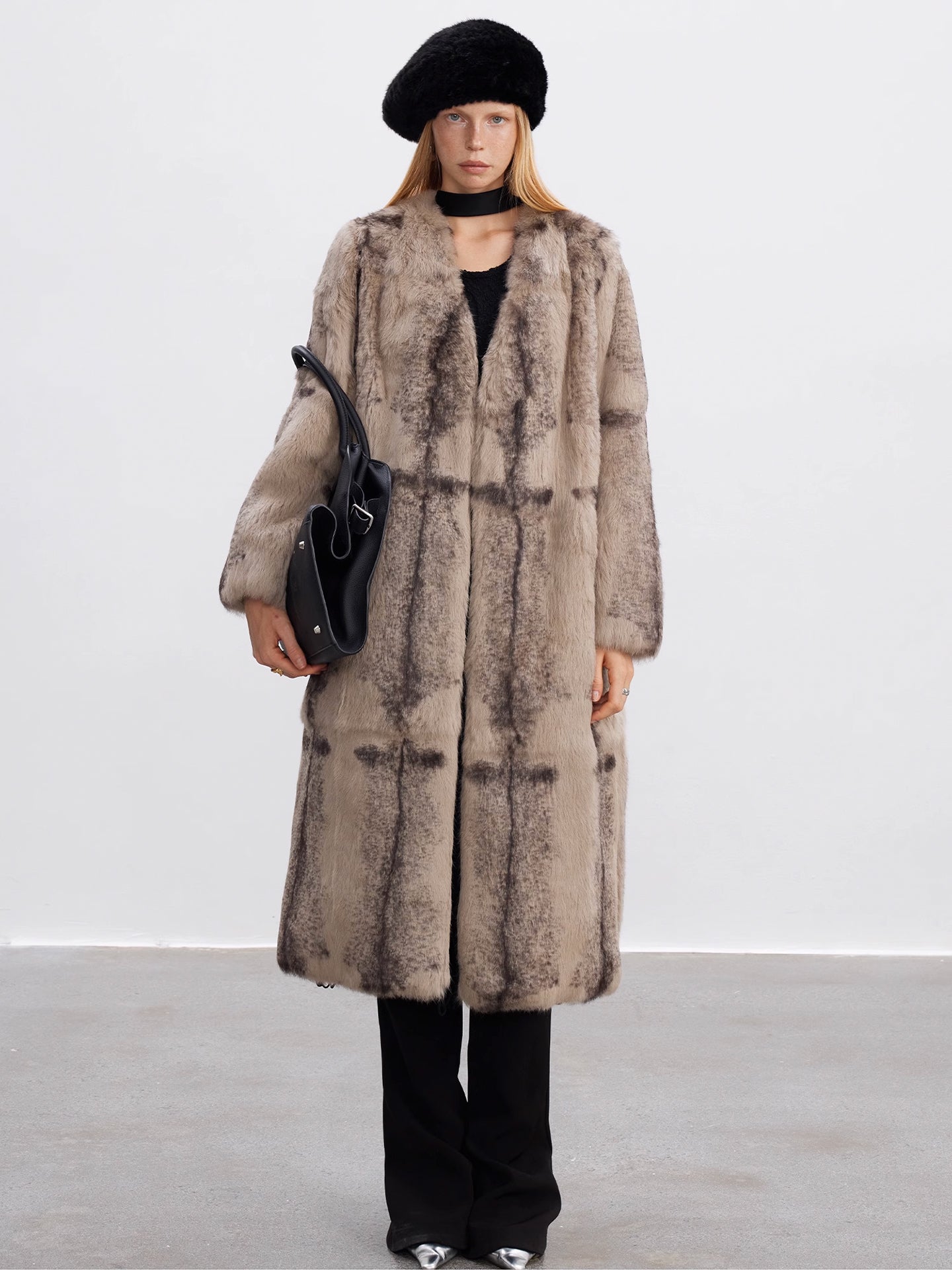 TODAMU® Vintage prairie rabbit fur women's long coat