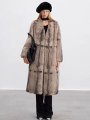 TODAMU® Vintage prairie rabbit fur women's long coat