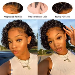 Luxurious & Natural | French Curl Brazilian Human Hair Transparent Lace Wig