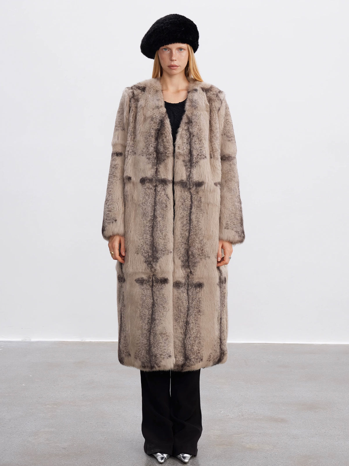 TODAMU® Vintage prairie rabbit fur women's long coat