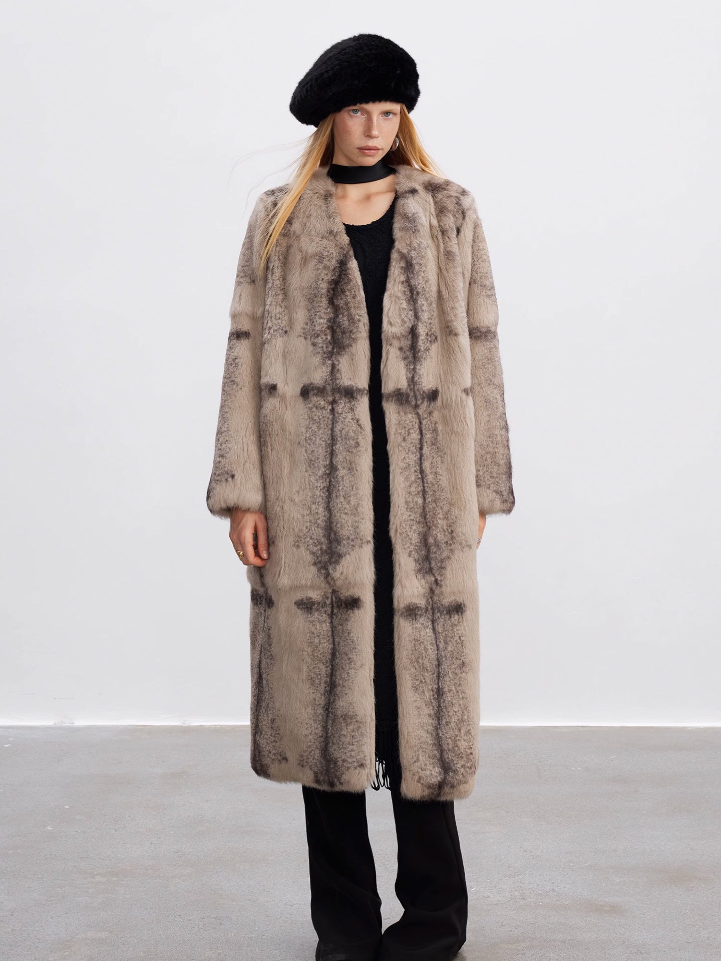 TODAMU® Vintage prairie rabbit fur women's long coat