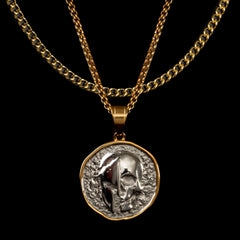 Spartan Skull: 'Veni Vidi Vici' Coin Pendant ( Gold )