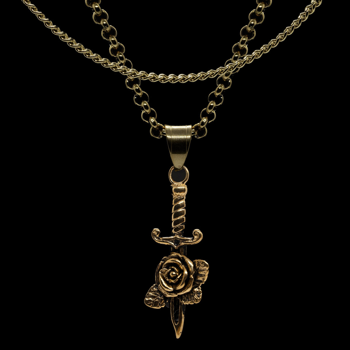 Daggered Rose Pendant ( Gold )