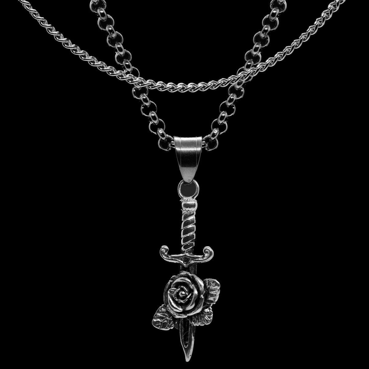 Daggered Rose Pendant ( Silver )