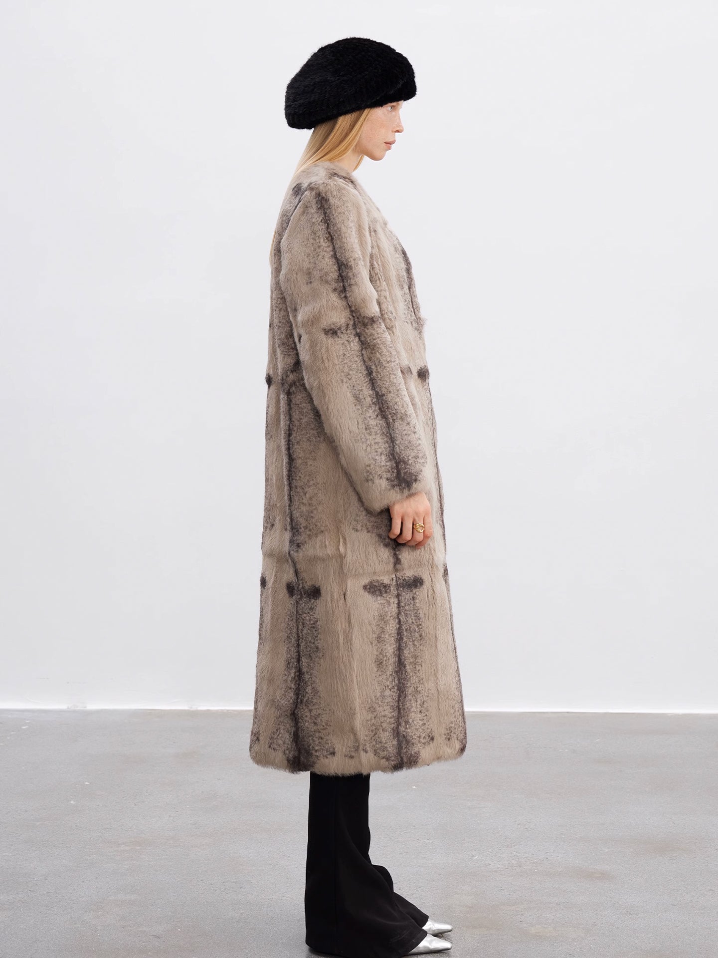 TODAMU® Vintage prairie rabbit fur women's long coat