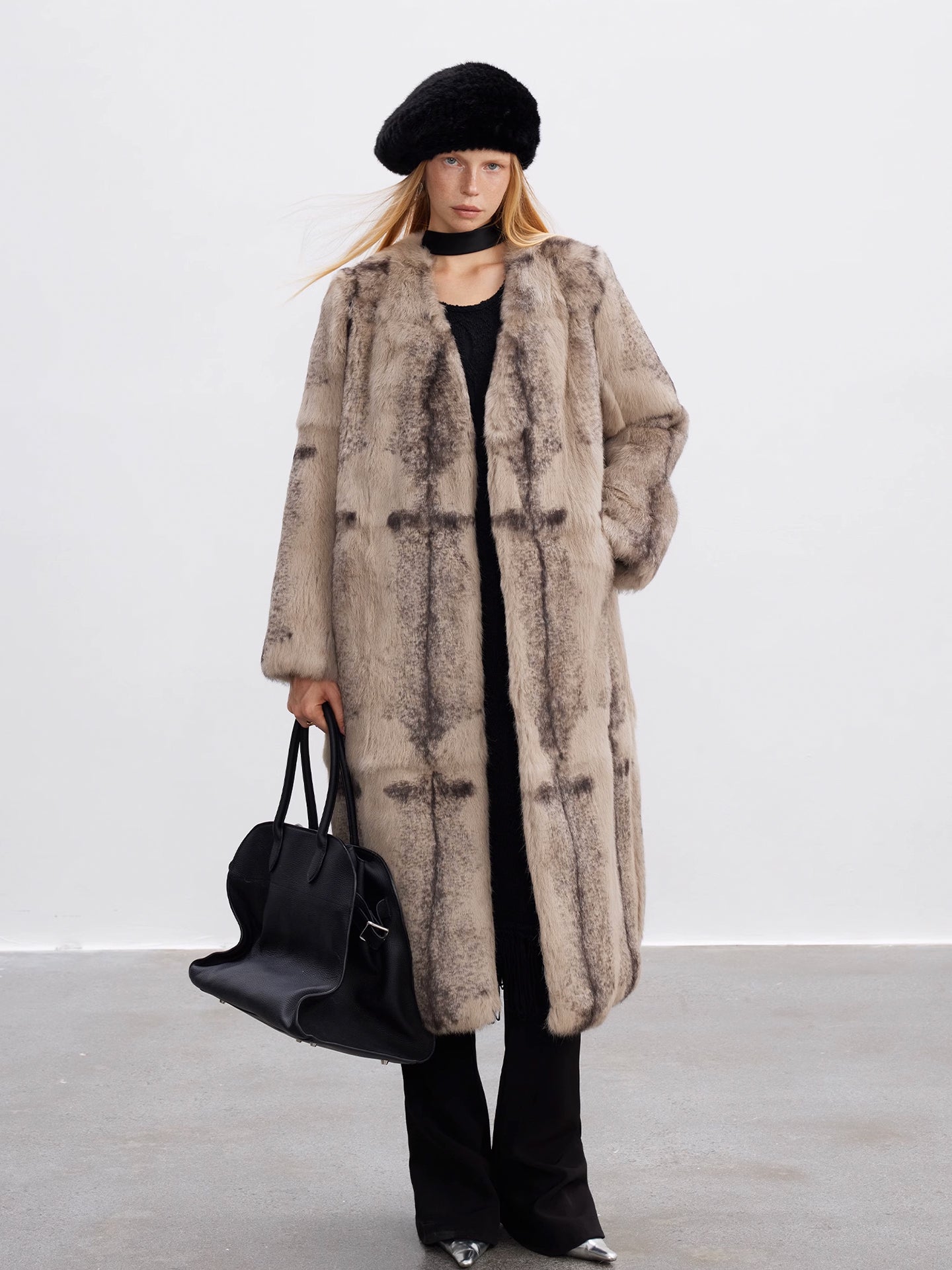 TODAMU® Vintage prairie rabbit fur women's long coat