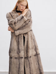 TODAMU® Vintage prairie rabbit fur women's long coat