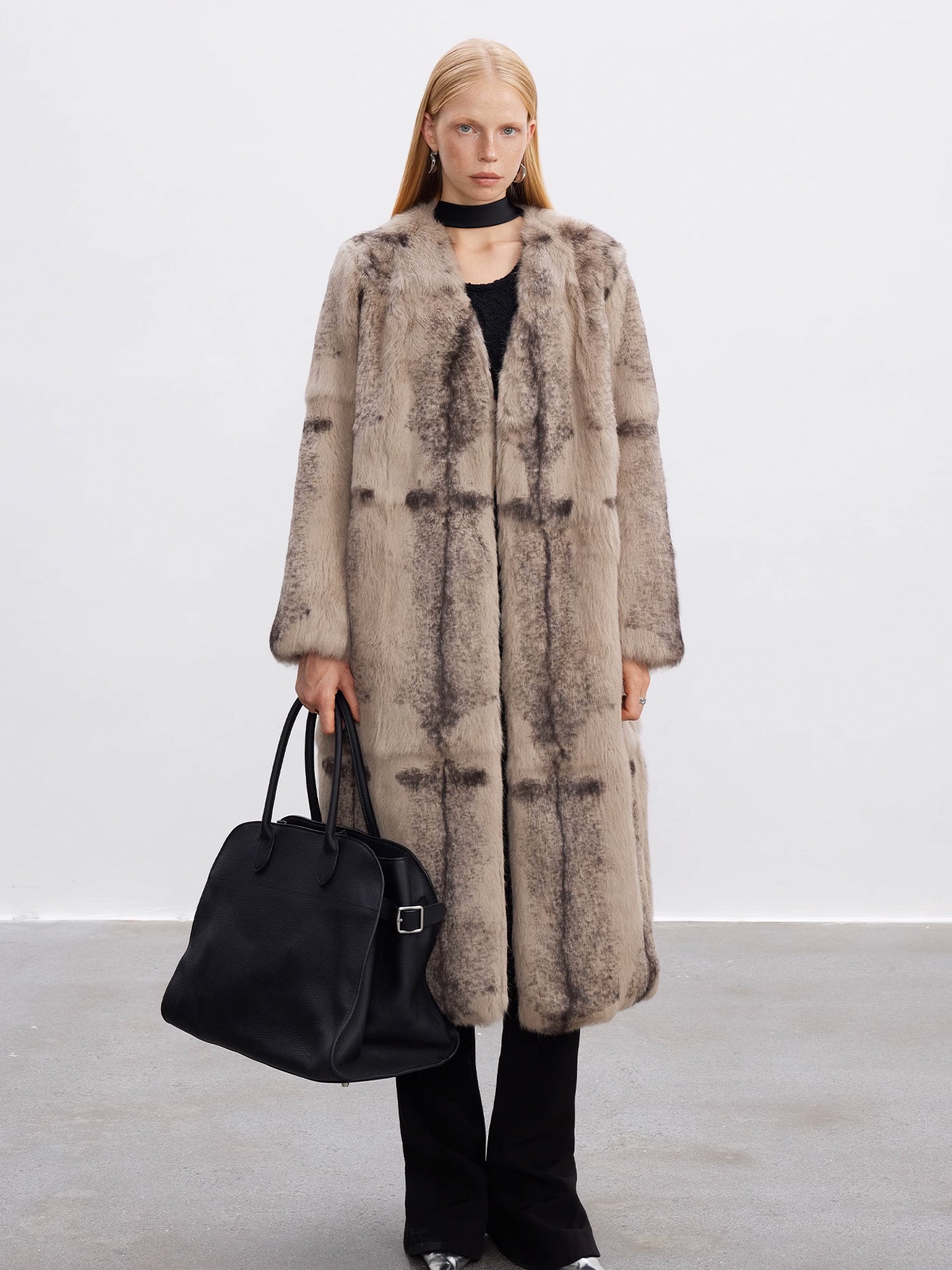 TODAMU® Vintage prairie rabbit fur women's long coat