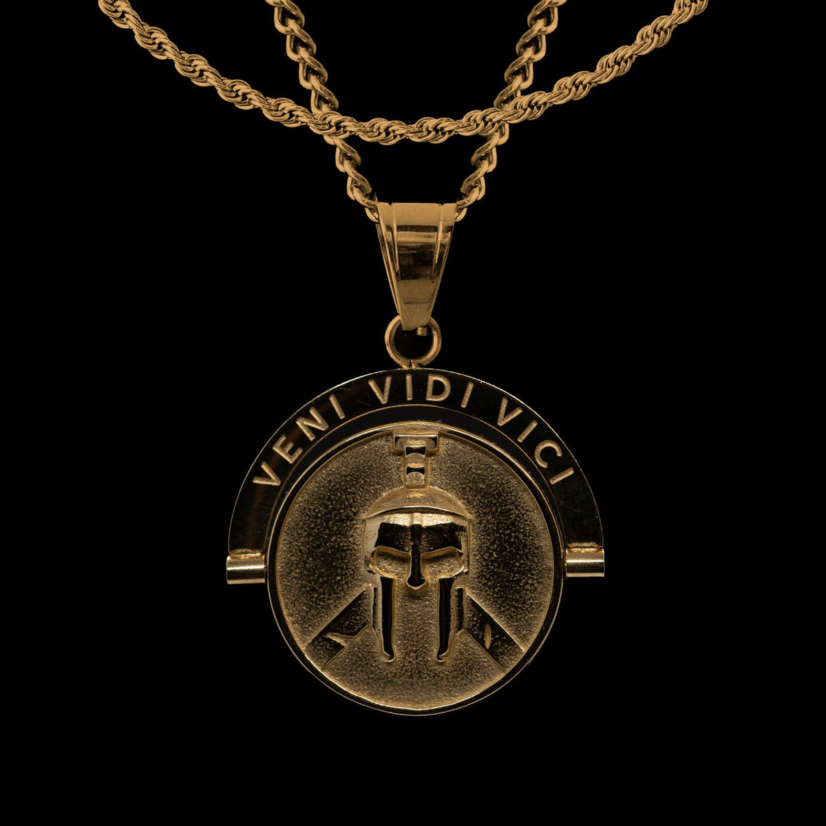 Warrior 'Veni Vidi Vici' - Double Sided Pendant ( Gold )