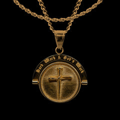 'Hard Work & God's Work' - Double Sided Pendant ( Gold )