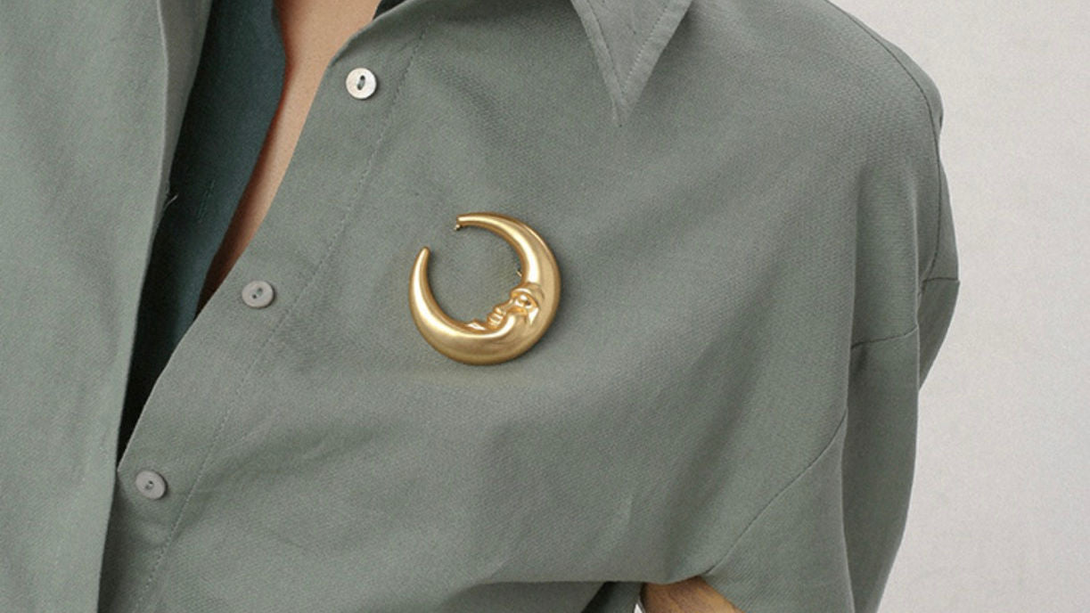 Crescent Moon Brooch