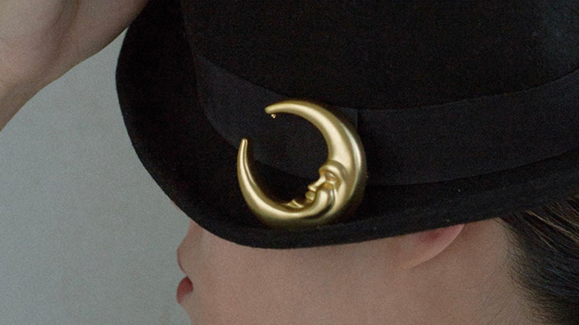 Crescent Moon Brooch