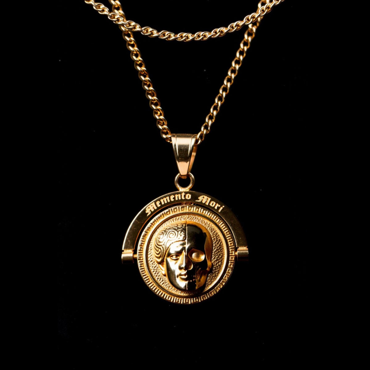 'Memento Mori' - Double Sided Pendant ( Gold )