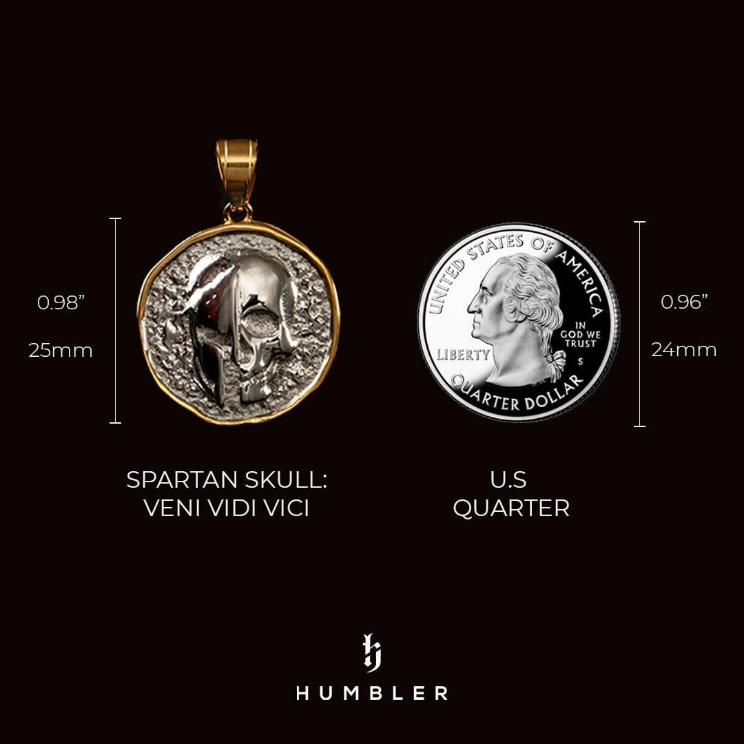 Spartan Skull: 'Veni Vidi Vici' Coin Pendant ( Gold )