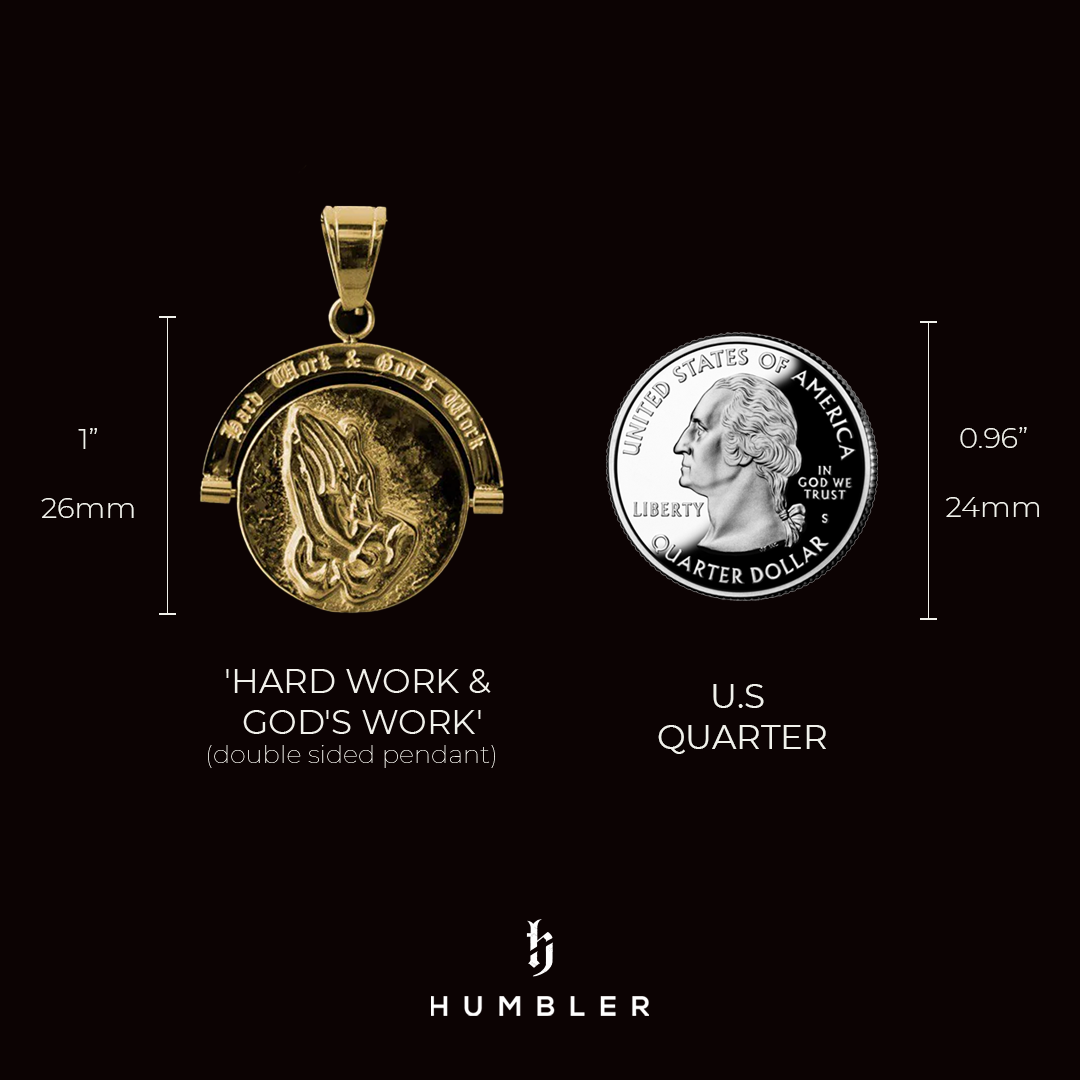 'Hard Work & God's Work' - Double Sided Pendant ( Gold )