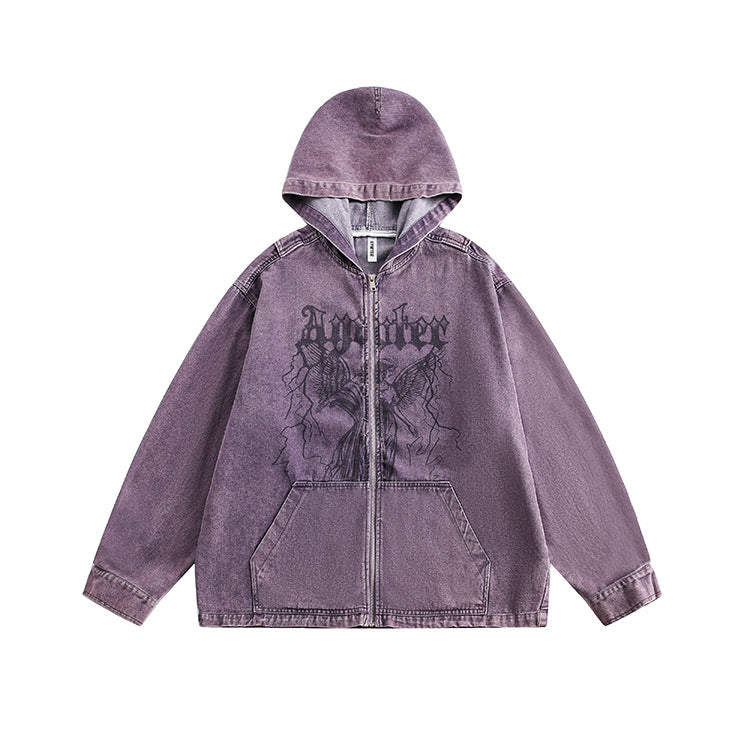 TODAMU® Women's American Retro Vintage Purple Eclipse Hoodie Jacket