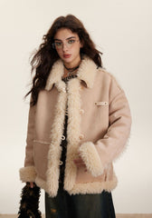 TODAMU® new winter new American retro loose fur all-in-one cotton jacket