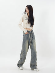 TODAMU® Women's New Loose American Retro Washed Denim Trousers