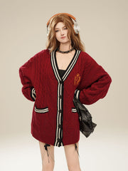 TODAMU® Women's New American College Style Loose Knitted Cardigan Sweater