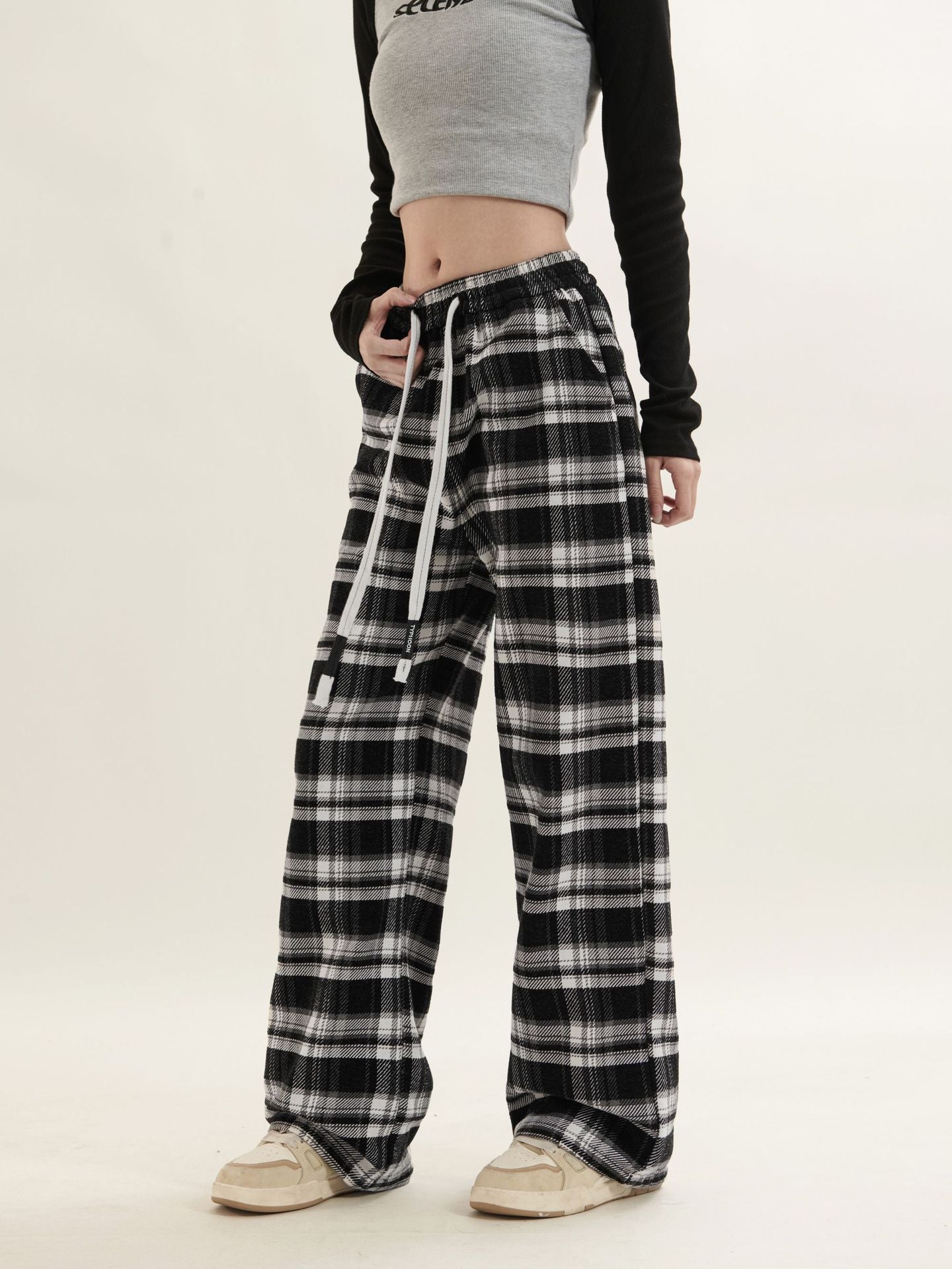 TODAMU® Women's New Style American Retro Plaid Casual Loose Trousers