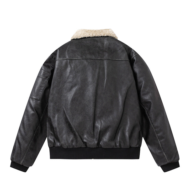 TODAMU® new winter new American retro hottie high-quality PU leather and cotton jacket