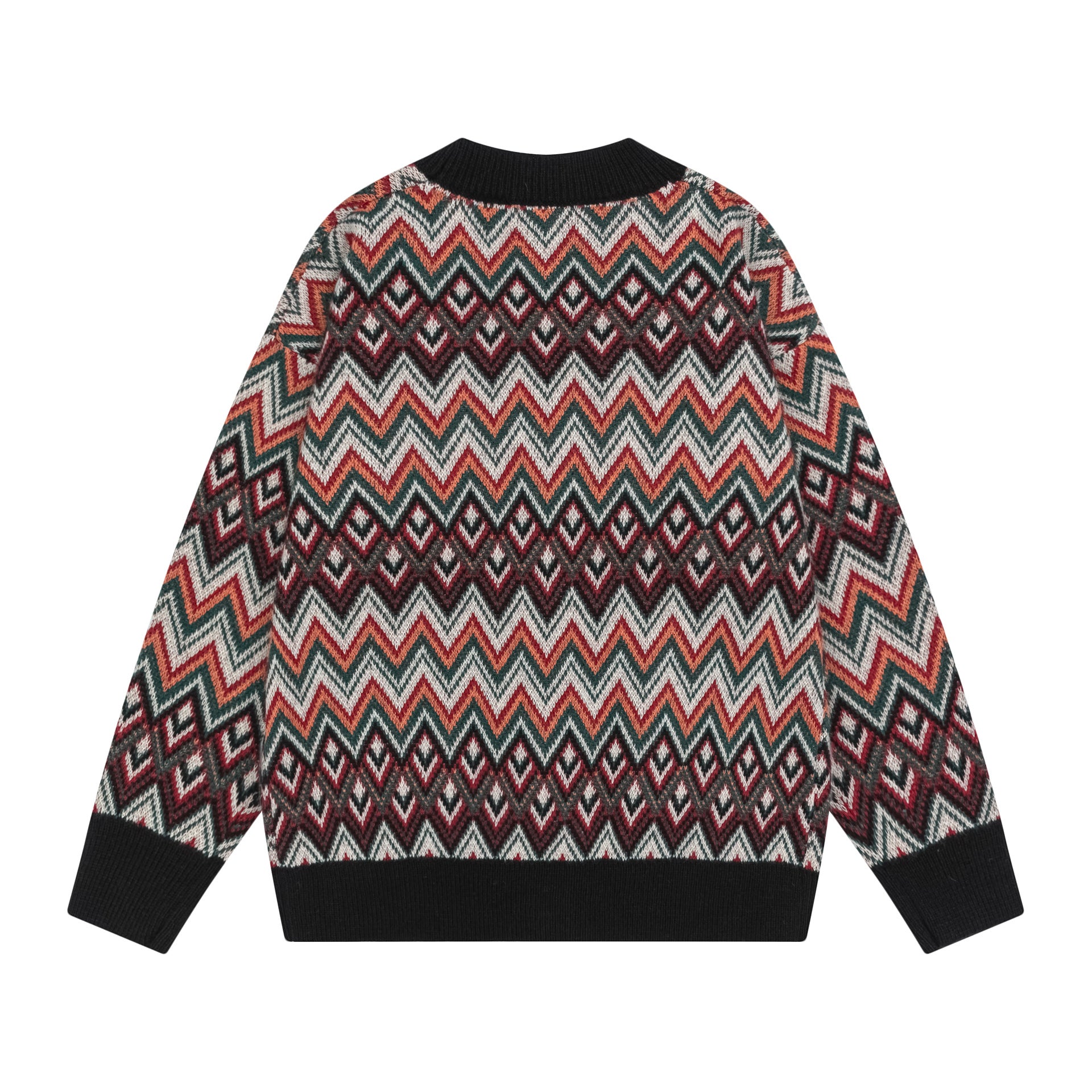 TODAMU® American Retro Pattern Contrast Color Cardigan Sweater