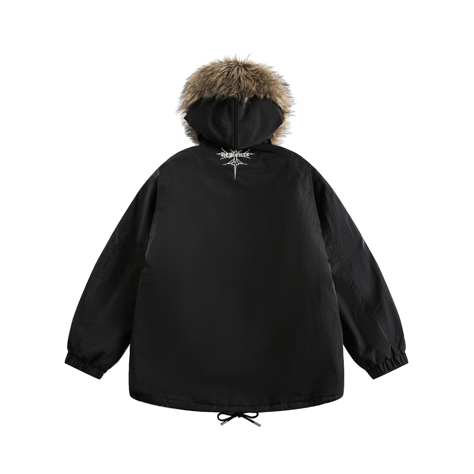 TODAMU® Women's American retro loose embroidered hooded fur collar cotton jacket