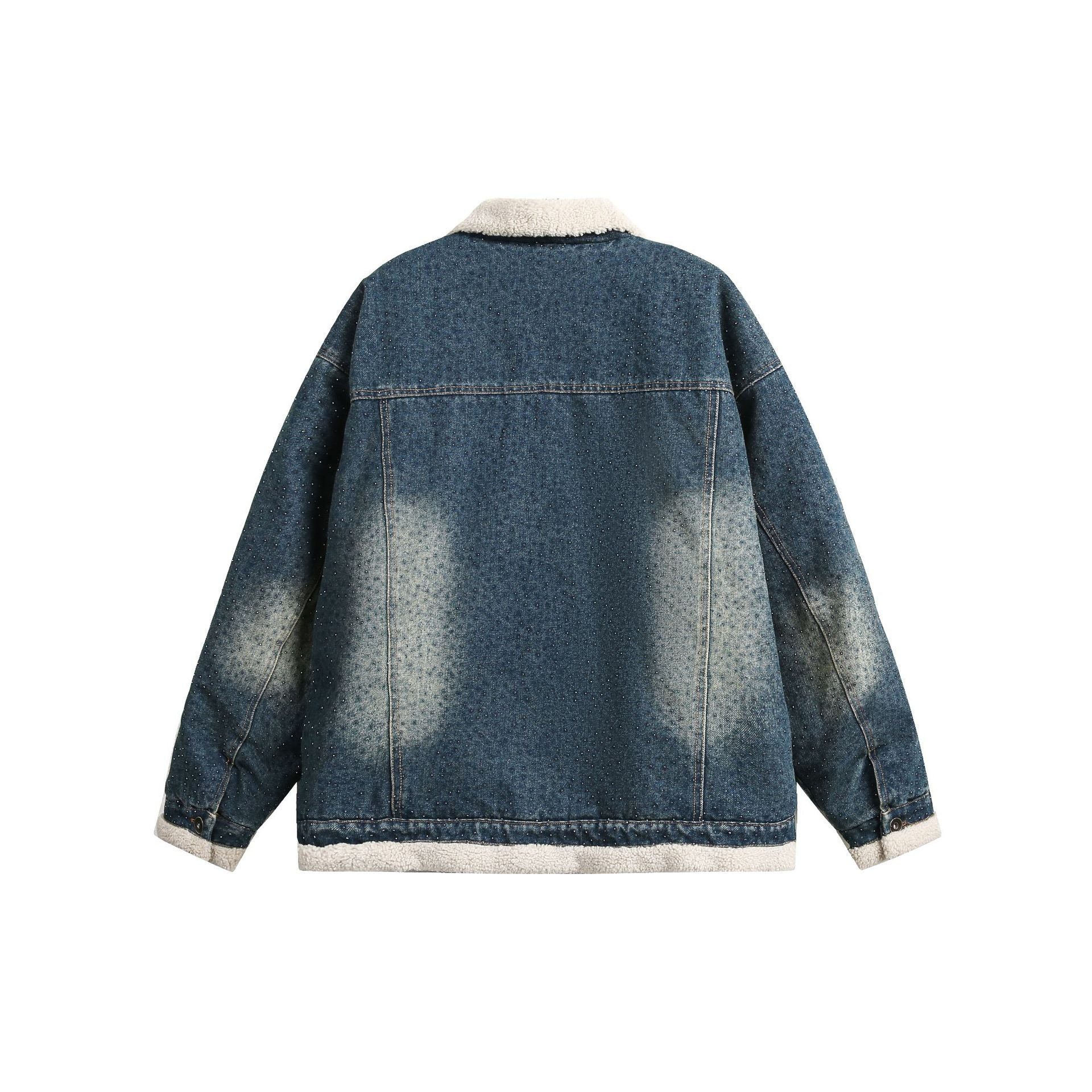 TODAMU® new winter new American retro heavyweight lamb wool denim cotton jacket