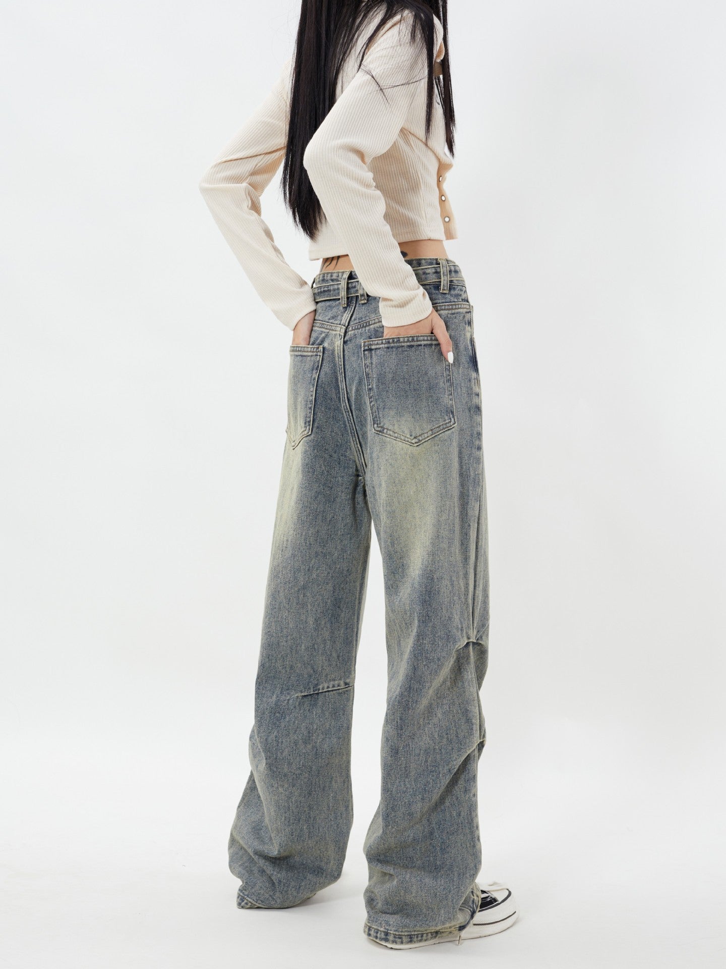 TODAMU® Women's New Loose American Retro Washed Denim Trousers