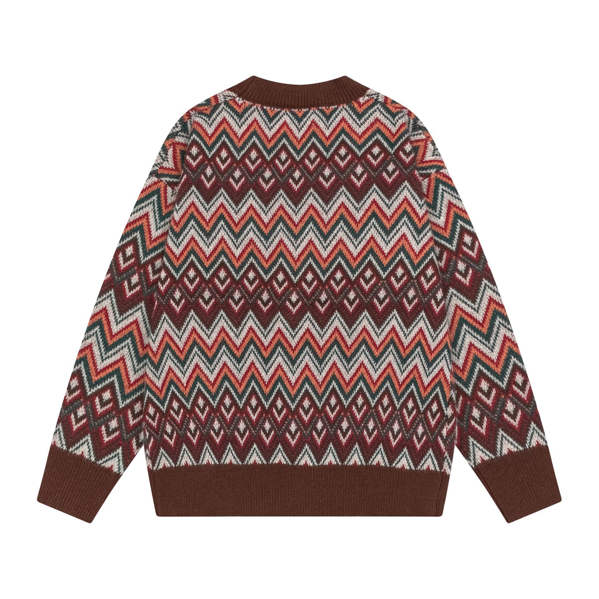 TODAMU® American Retro Pattern Contrast Color Cardigan Sweater