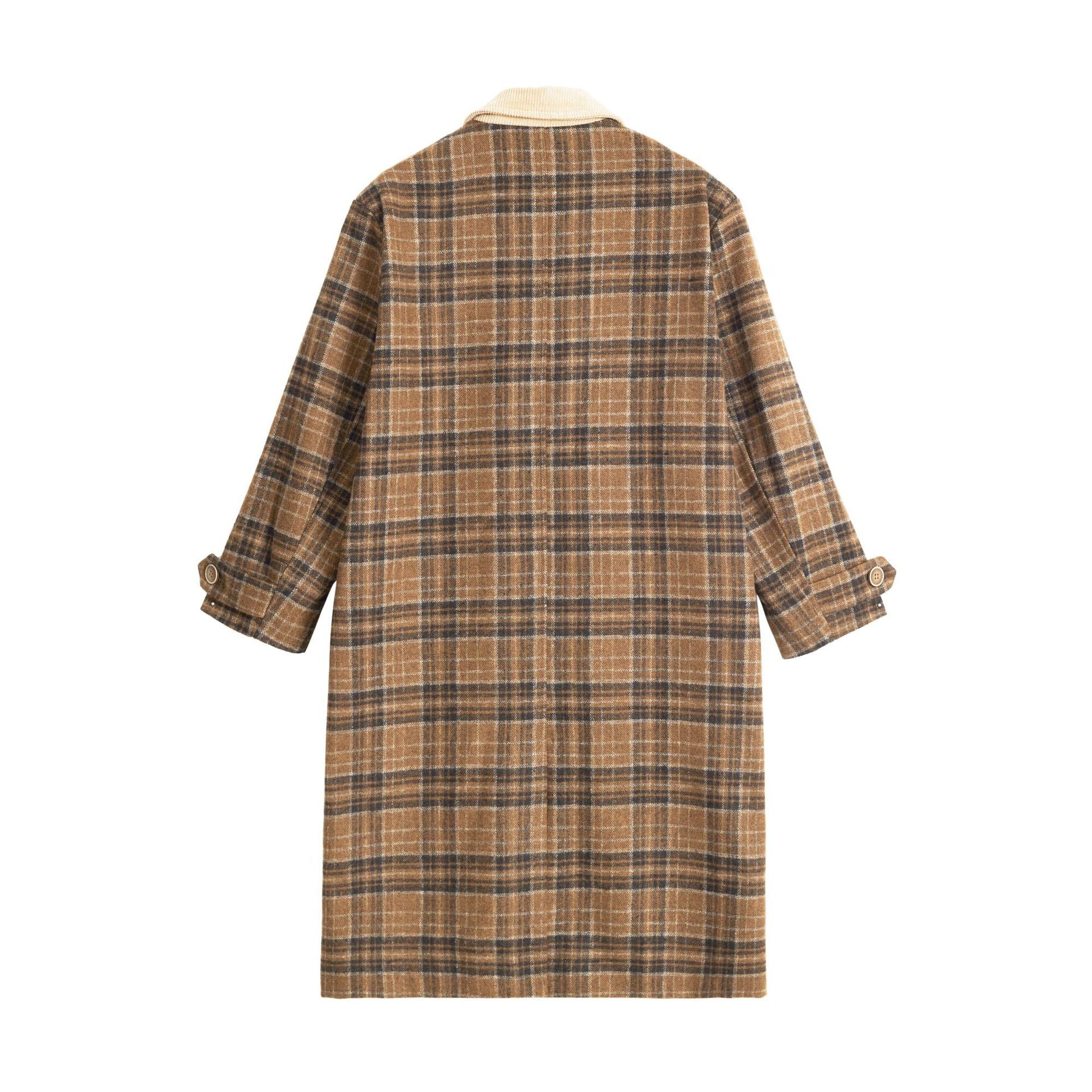 TODAMU® Winter Loose-Fit Stand Collar Checkered Wool Coat