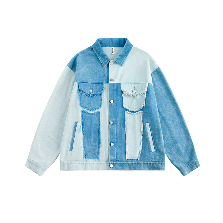 TODAMU® Women's American Retro Tyndall Blue Spliced Jacket