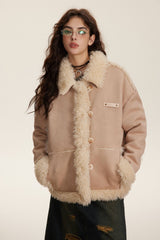 TODAMU® new winter new American retro loose fur all-in-one cotton jacket