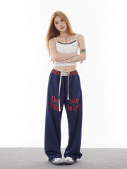 TODAMU® women's clothing American retro hottie embroidery splicing casual trousers