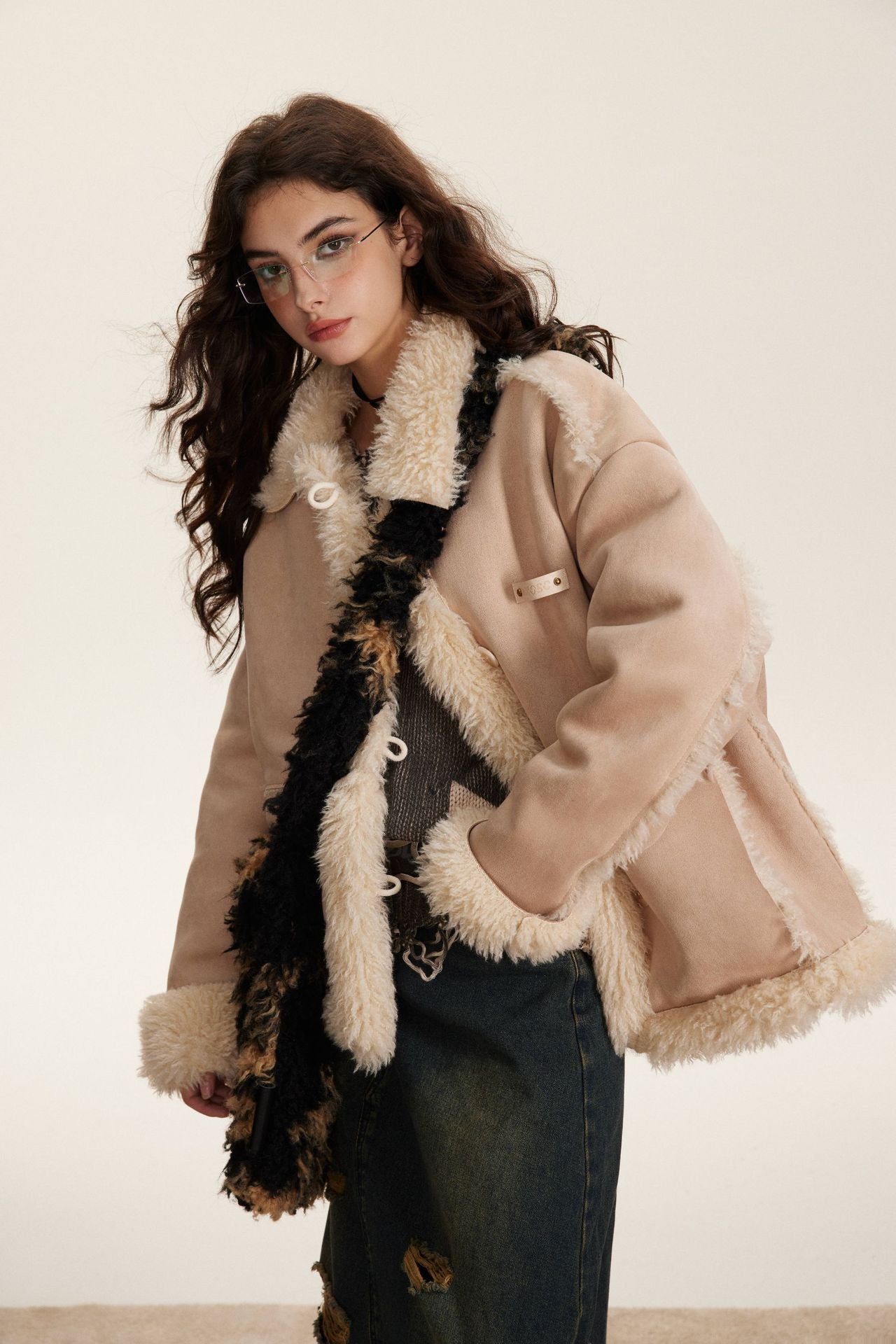 TODAMU® new winter new American retro loose fur all-in-one cotton jacket