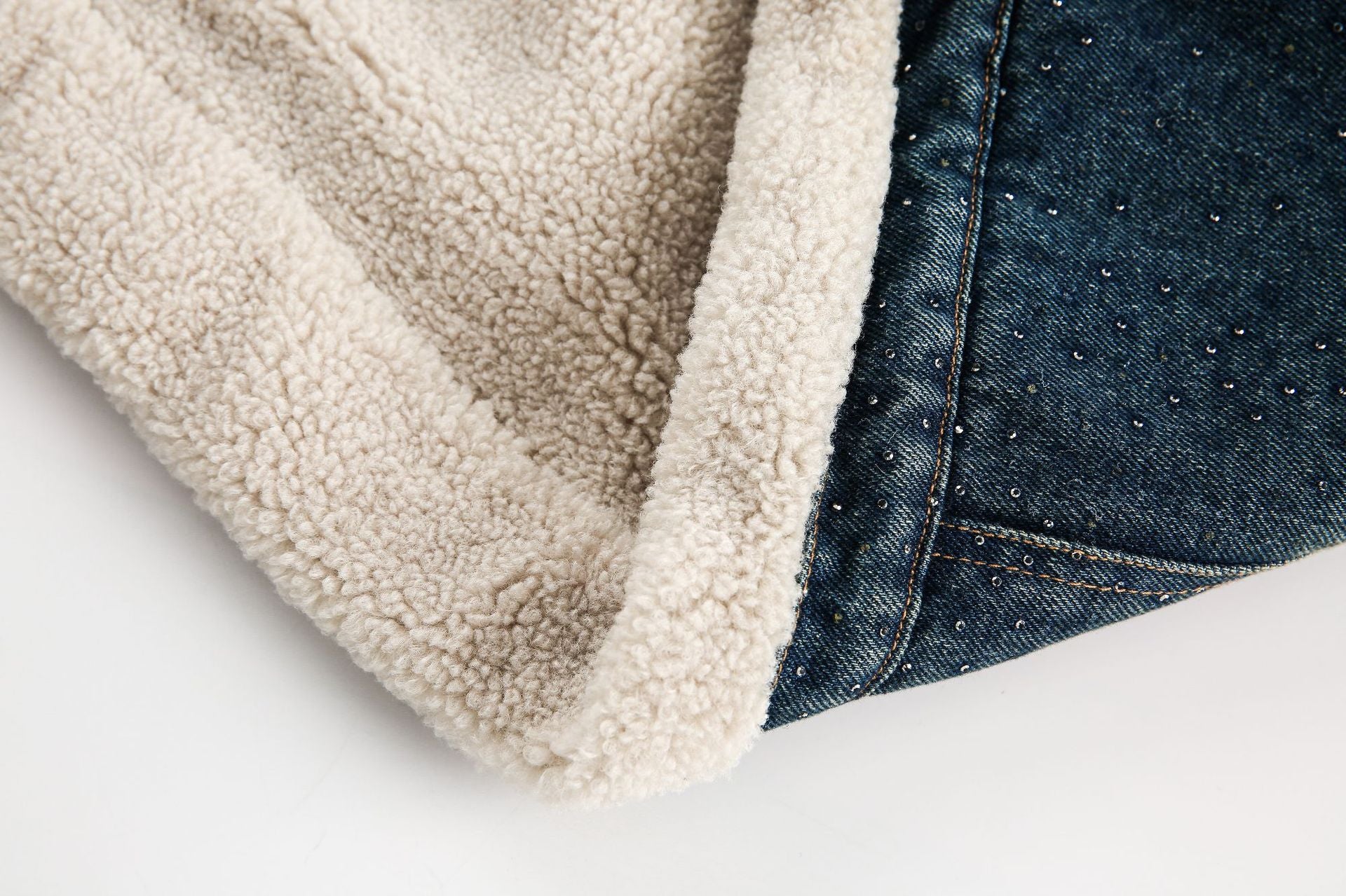 TODAMU® new winter new American retro heavyweight lamb wool denim cotton jacket