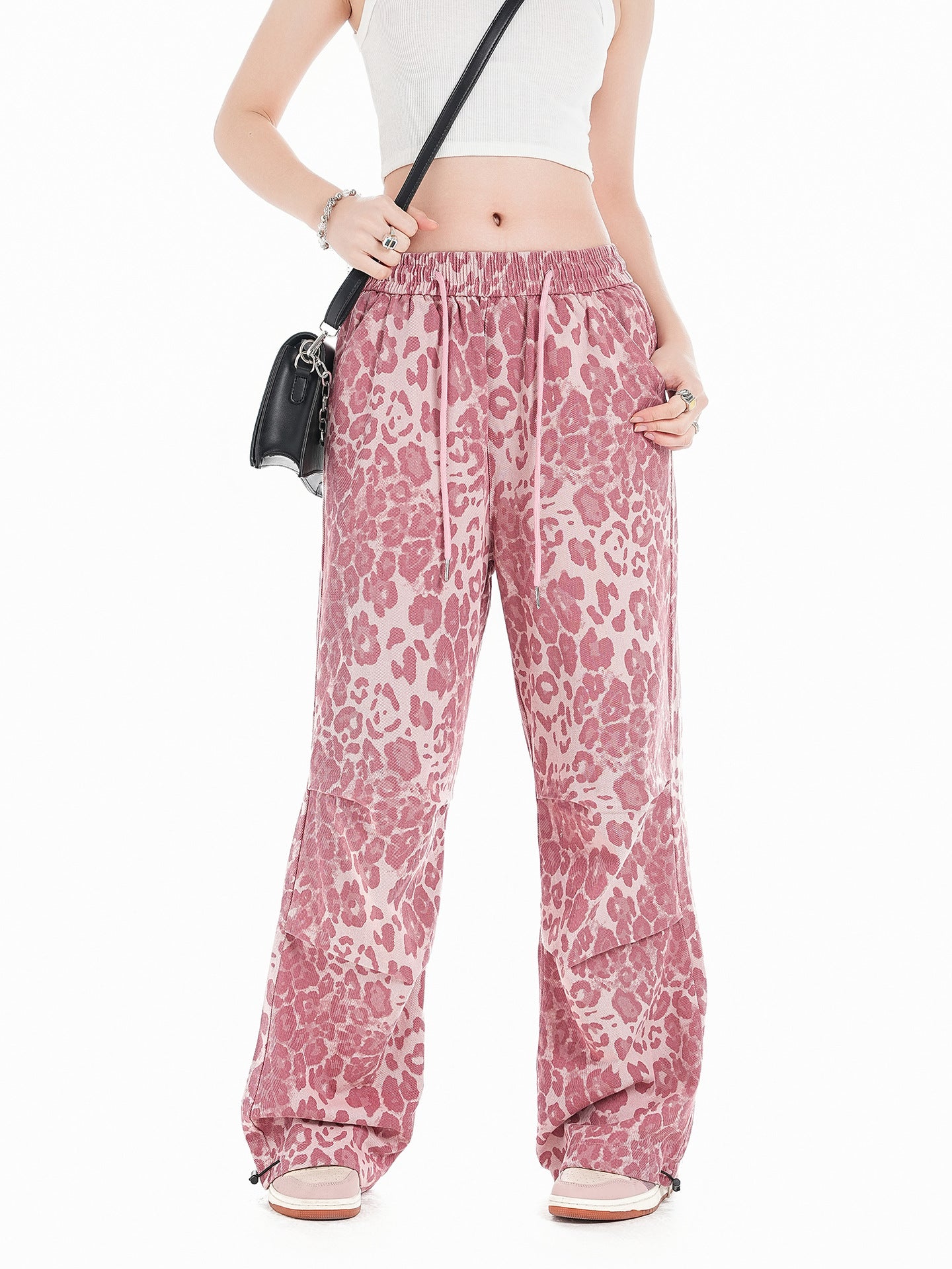 TODAMU® Women's Beautiful Trendy Street Dance Pink Leopard Print Casual Pants