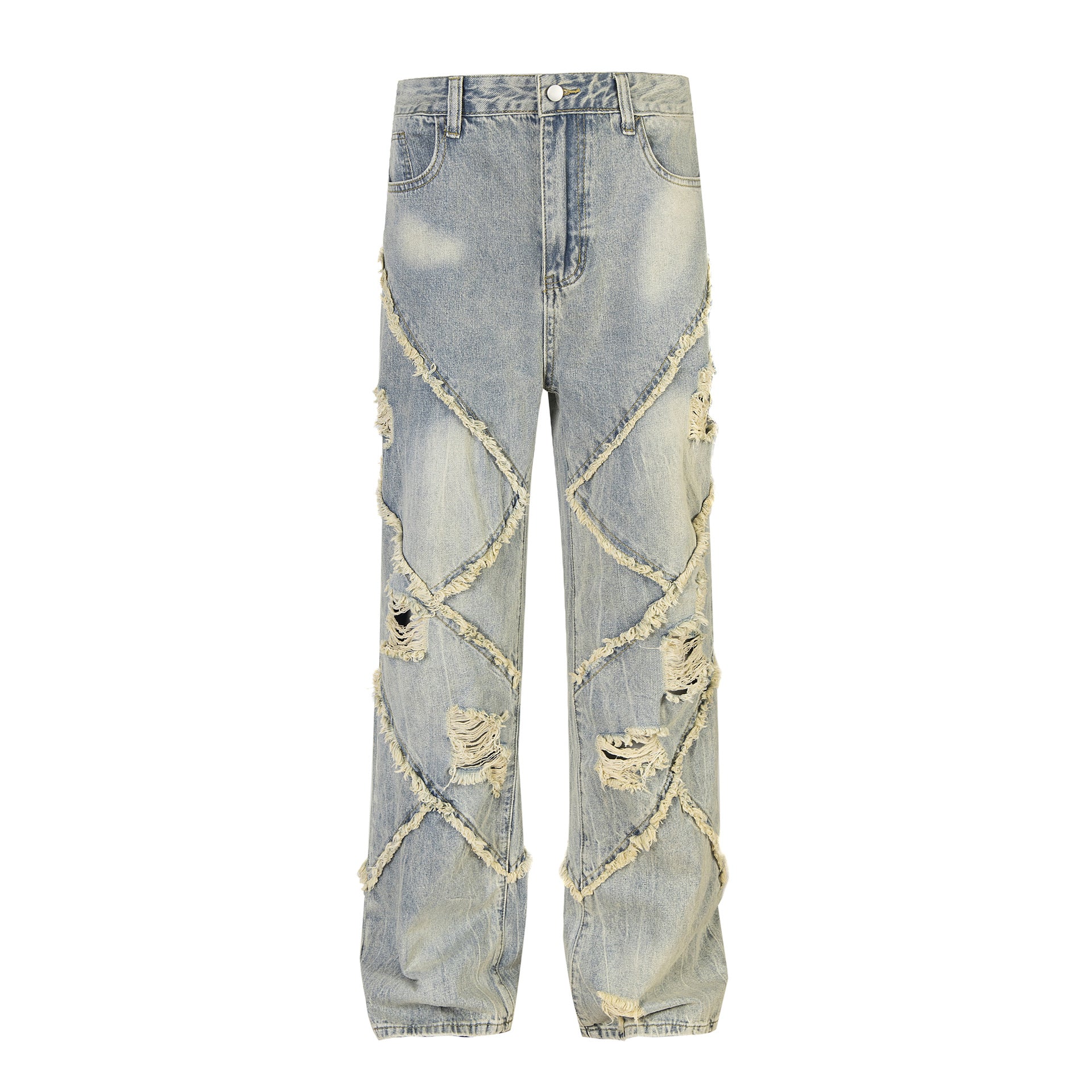 TODAMU® American Retro Street Trend Ripped Washed Denim Trousers