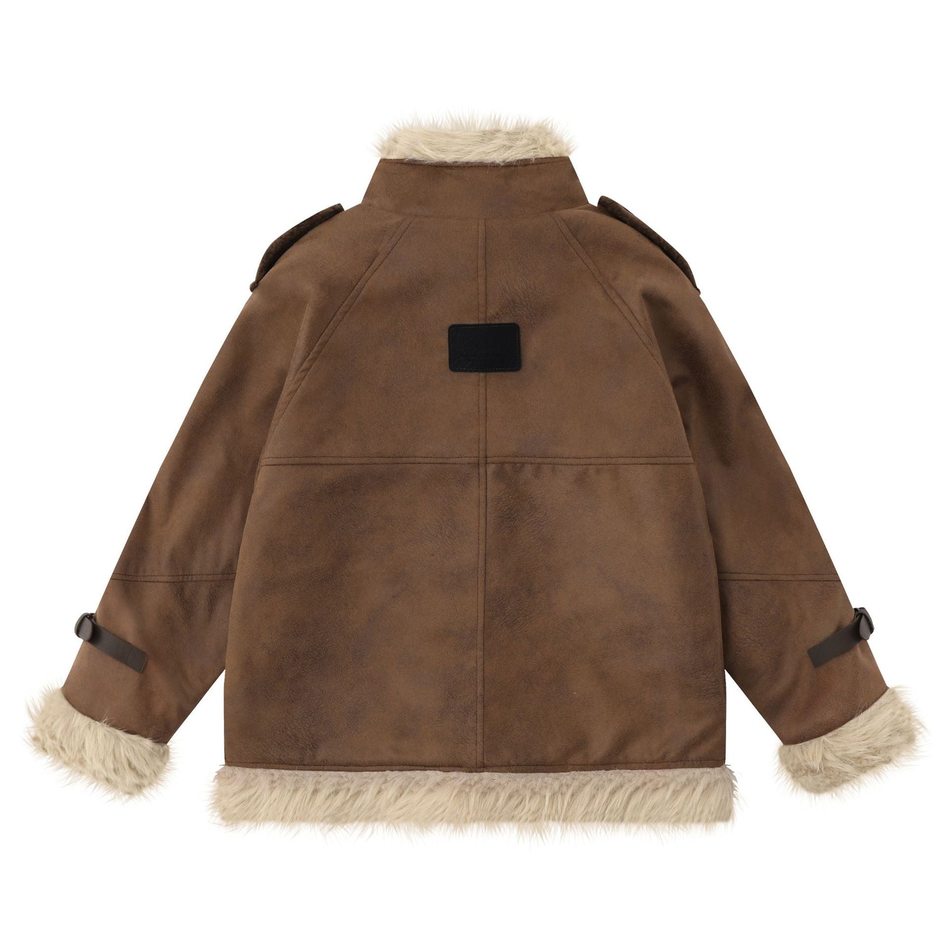 TODAMU® new winter new American retro loose plush splicing cotton jacket