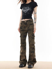 TODAMU® New Women's Clothing American Street Fashion Hot Girl Camouflage Denim Trousers