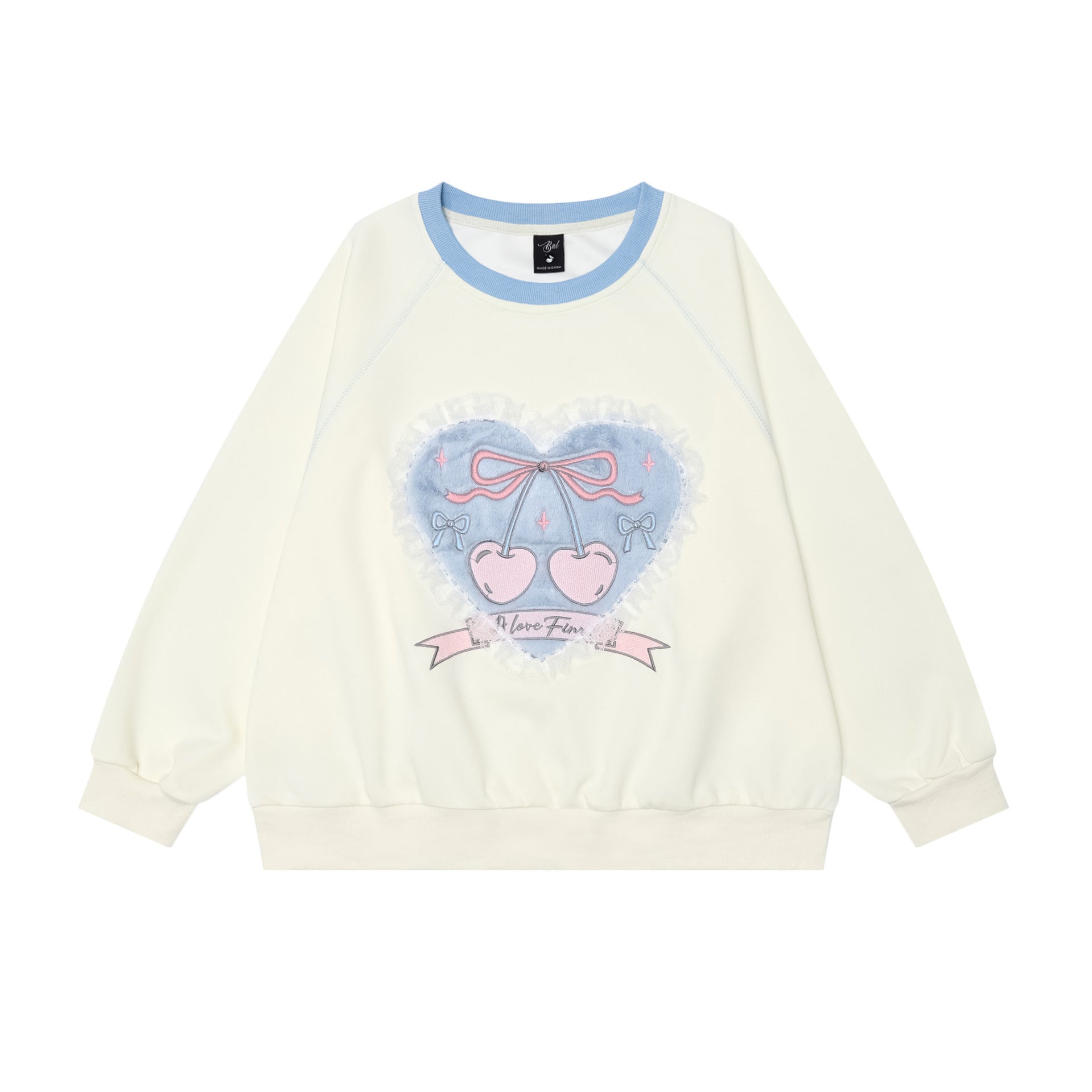 TODAMU® Autumn Women's New American Sweet Girly Embroidered Round Neck Sweatshirt