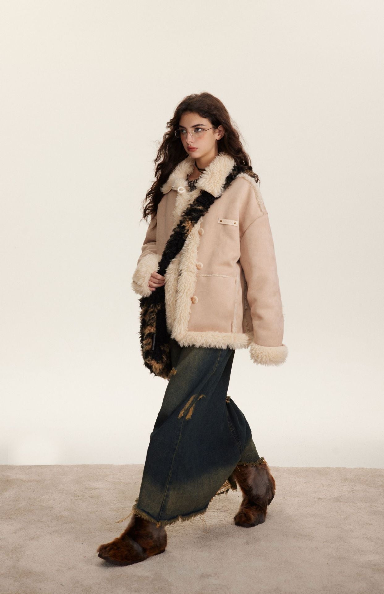 TODAMU® new winter new American retro loose fur all-in-one cotton jacket