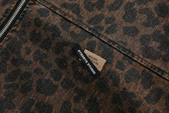 TODAMU® Women's American Retro Leopard Print Distressed Jacket