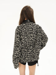 TODAMU® Women's New American Retro Loose Leopard Print Wool Jacket