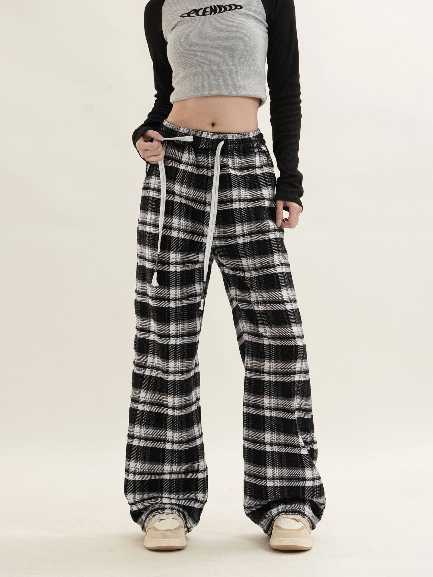 TODAMU® Women's New Style American Retro Plaid Casual Loose Trousers