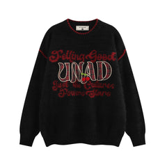 TODAMU® American retro contrast color loose knitted sweater