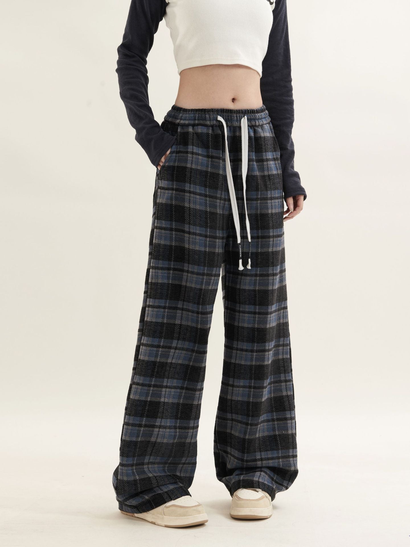 TODAMU® Women's New Style American Retro Plaid Casual Loose Trousers