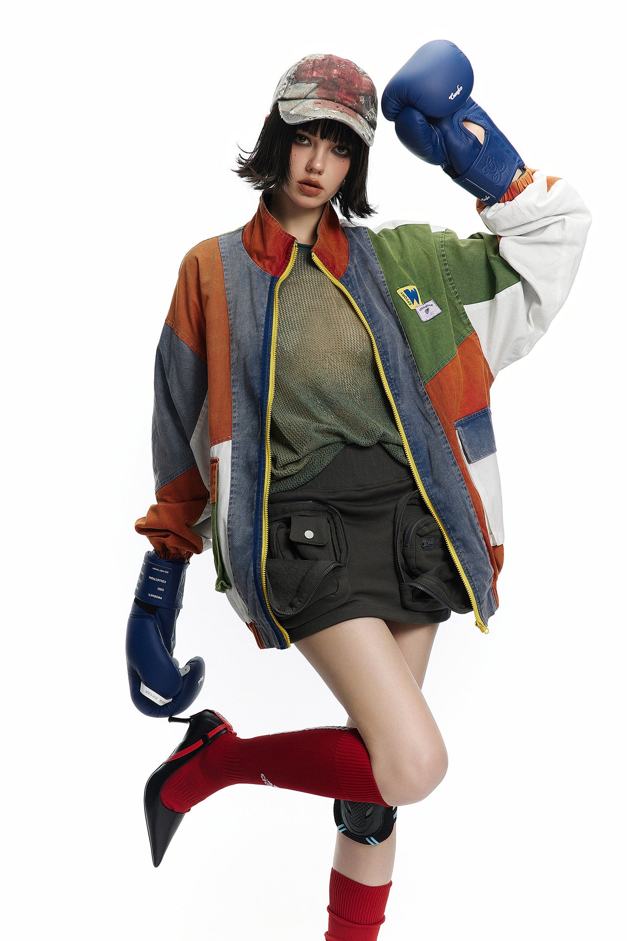 TODAMU® American retro colorful patchwork jacket