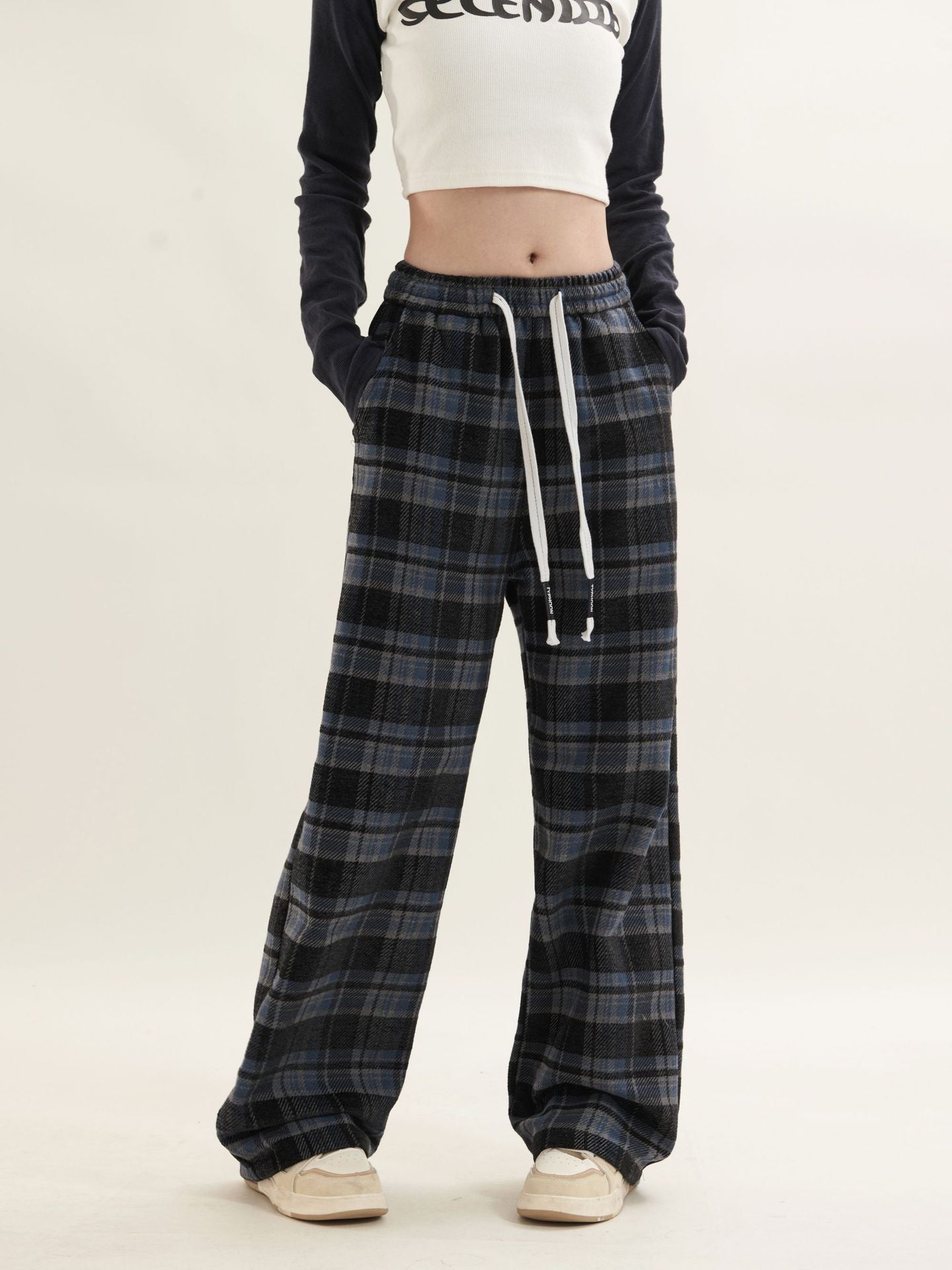 TODAMU® Women's New Style American Retro Plaid Casual Loose Trousers