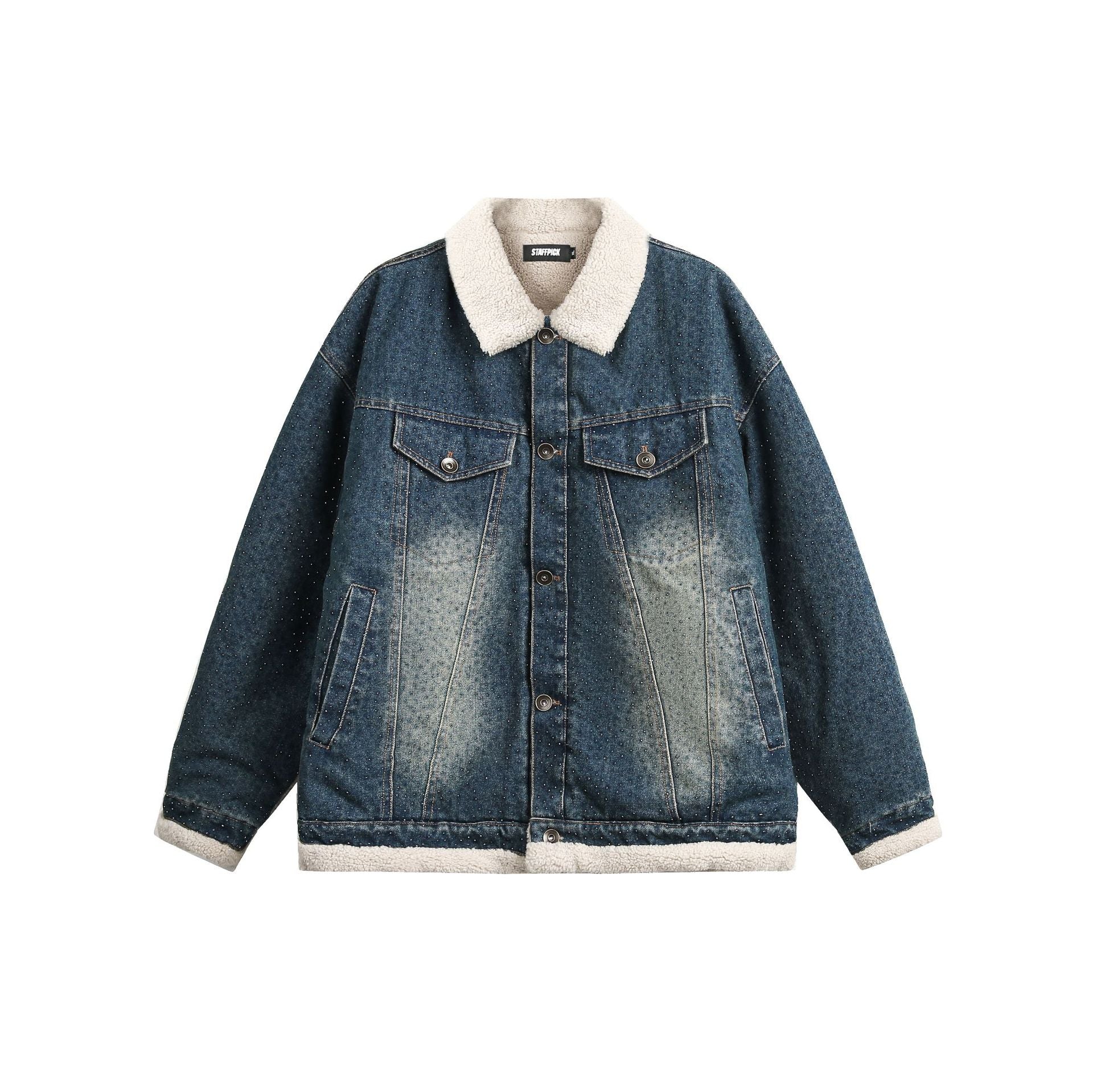 TODAMU® new winter new American retro heavyweight lamb wool denim cotton jacket